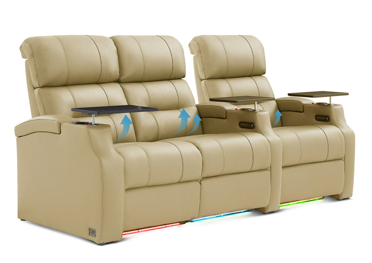 Weilianda Vanguard Lumbar Series 3-Seat Genuine Leather Sofa with Power Lumbar Support