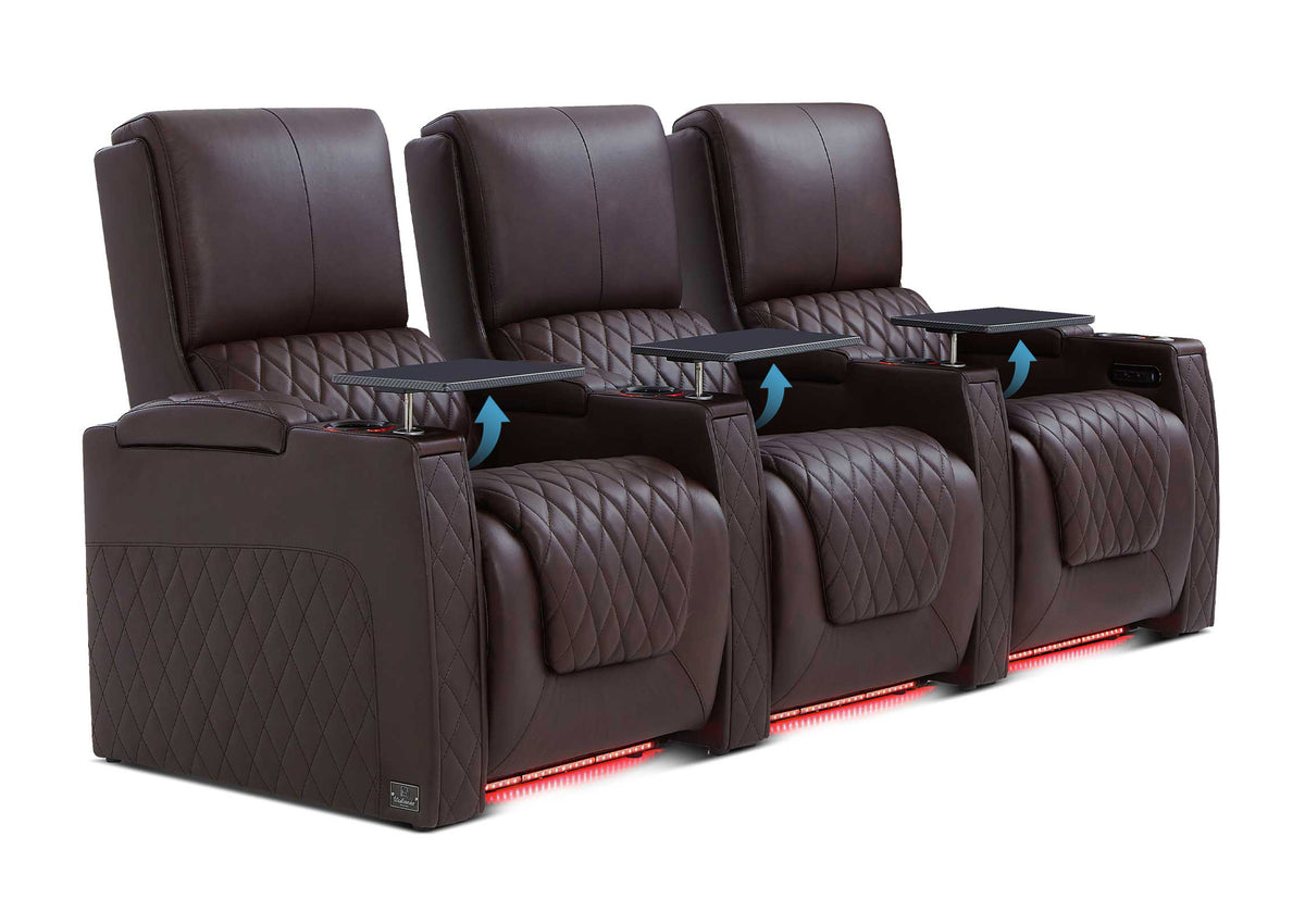 Weilianda AstroUltra Lumbar Series 3-Seat Home Theater Recliner with Ergonomic Lumbar Support | Ambient Lighting for Media Room