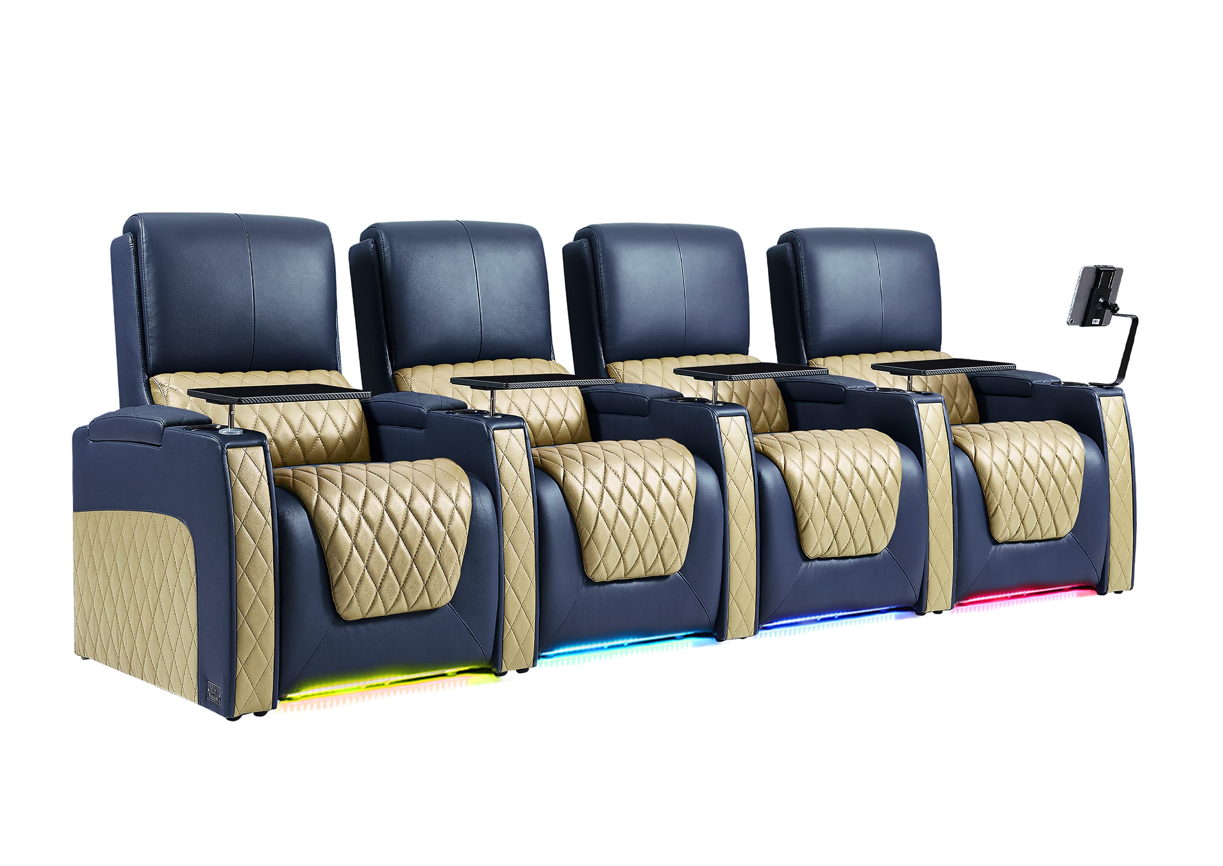 Weilianda AstroUltra Series Blue Custom Two-Tone 4-Seat Modern Recliner Chair with USB Ports