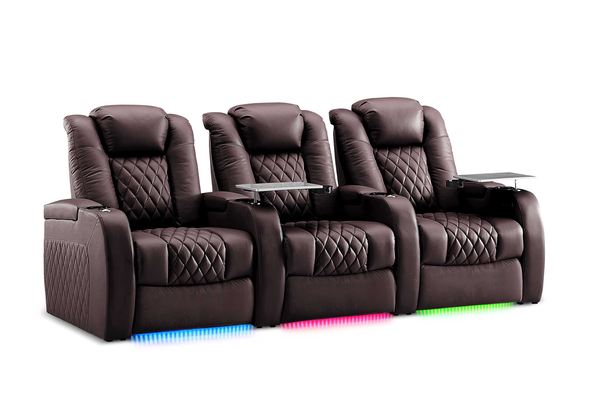 Weilianda FortLux XL Series – Big & Tall Design | Three-Seat Movie Theater Seating with Geniune Leather and USB Charging Ports