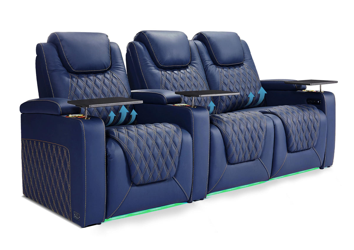 Weilianda Chic Lumbar Series Leather Seating Row of 3 with Built-In Lumbar Support for Home Theater