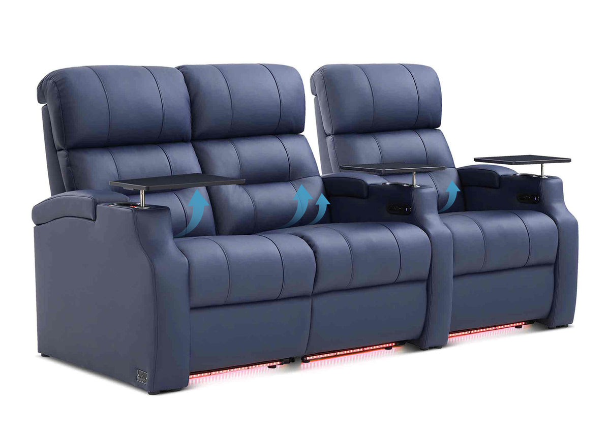 Weilianda Vanguard Lumbar Series 3-Seat Genuine Leather Sofa with Power Lumbar Support