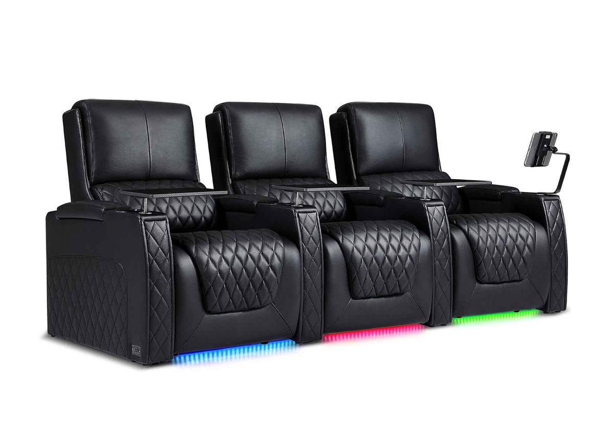 Weilianda AstroUltra XL Series – Big & Tall Design 3-Seat Movie Theater Seating | Adjustable Headrest & Lighting