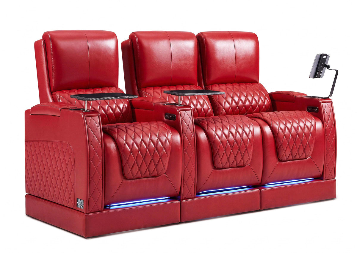Weilianda AstroUltra Riser Series Three Seat Electric Theater Recliner | USB Charging for Game Room