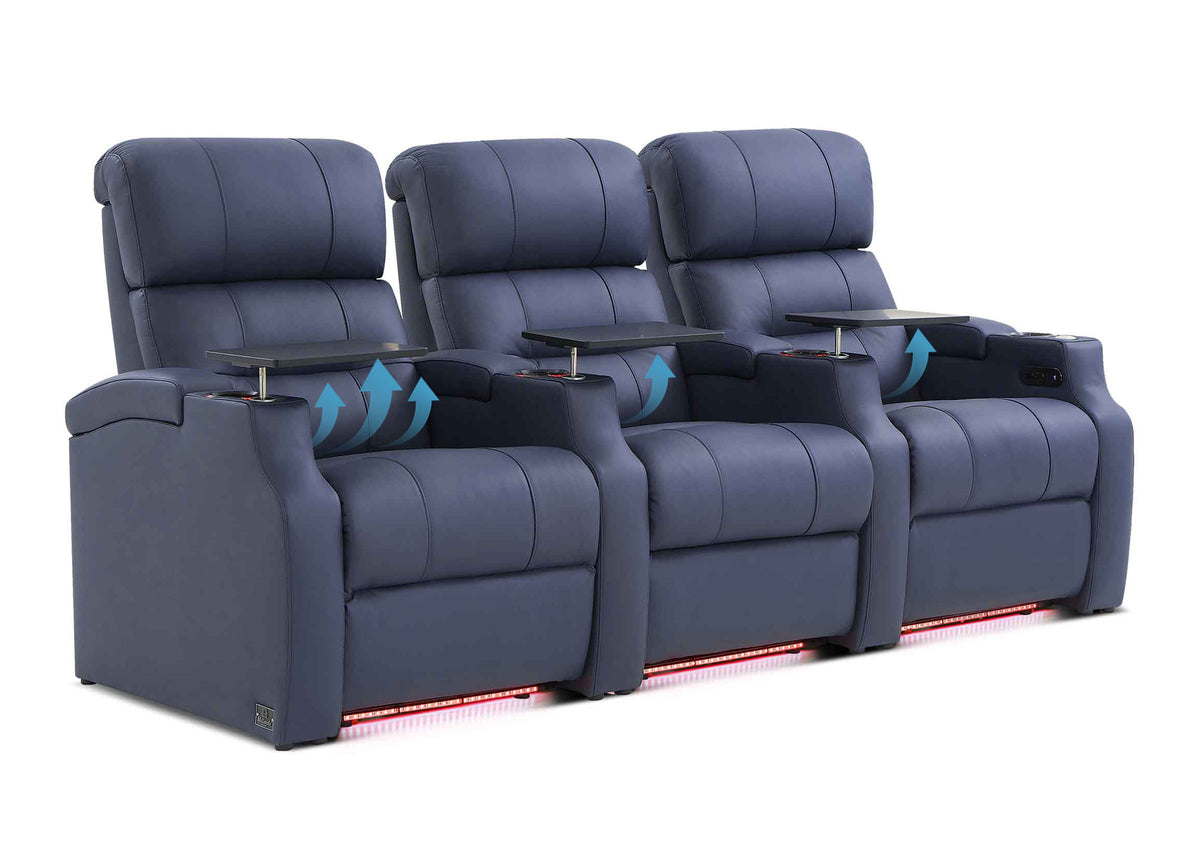 Weilianda Vanguard Lumbar Series 3-Seat Genuine Leather Sofa with Power Lumbar Support