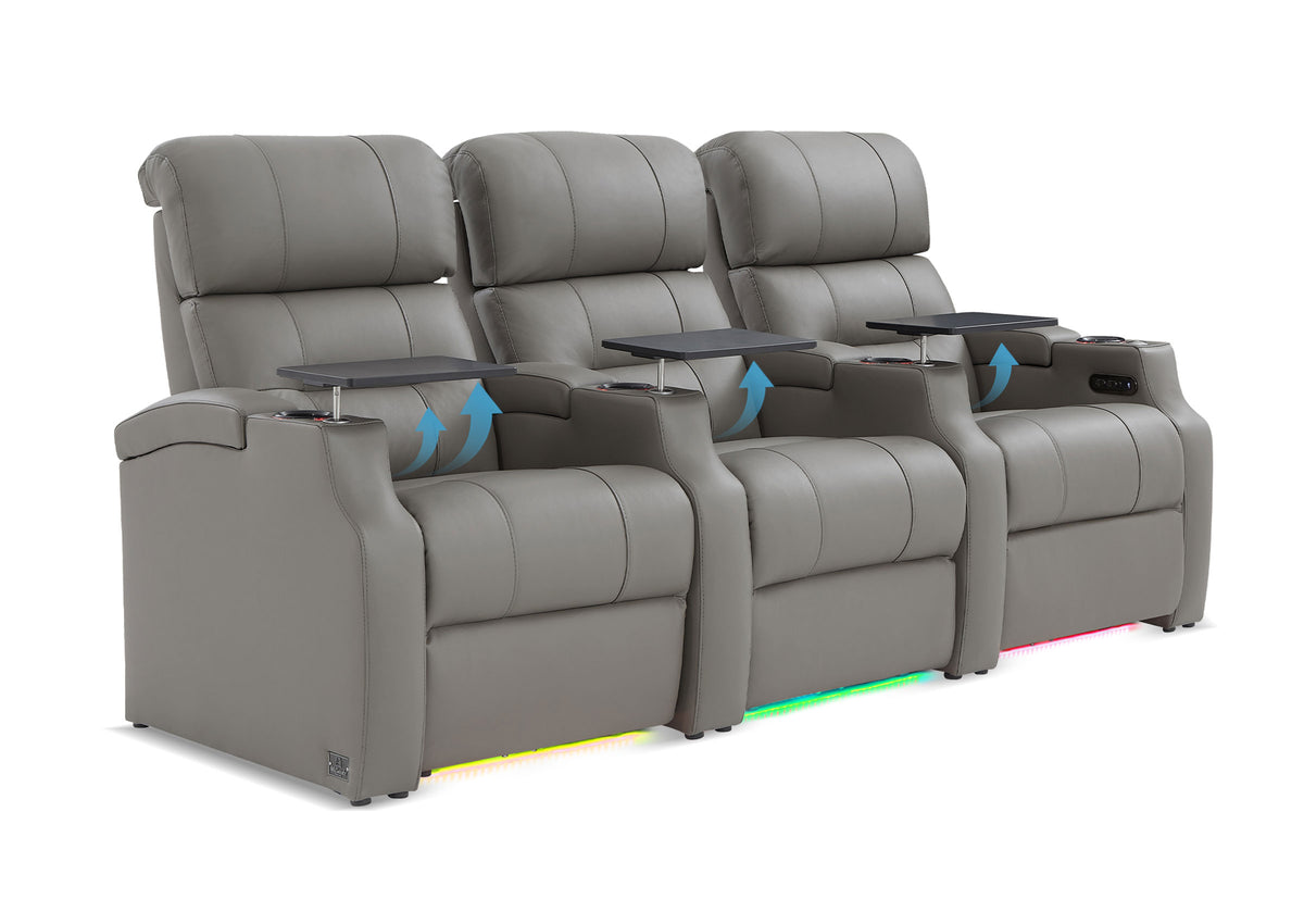 Weilianda Vanguard Lumbar Series 3-Seat Genuine Leather Sofa with Power Lumbar Support