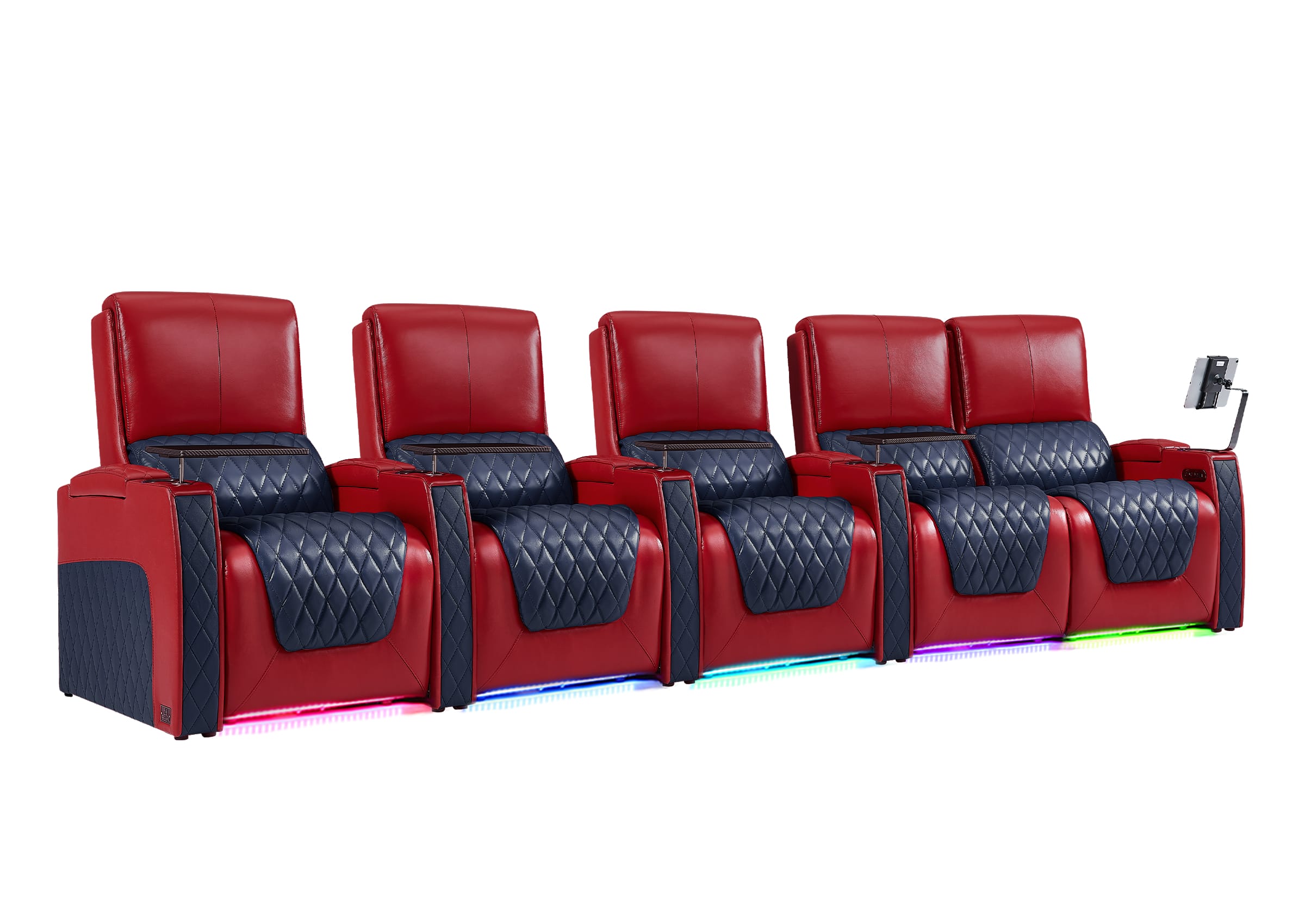 Weilianda AstroUltra Series Red Custom Dual-Tone Power Recliner with Zero Gravity Seating 5-Seater