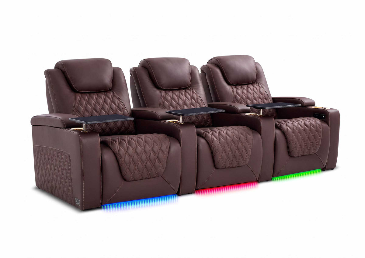 Weilianda Chic XL Series 3-Seat Leather Sofa | Extra-Wide Seating & 7-Color Ambient Lighting