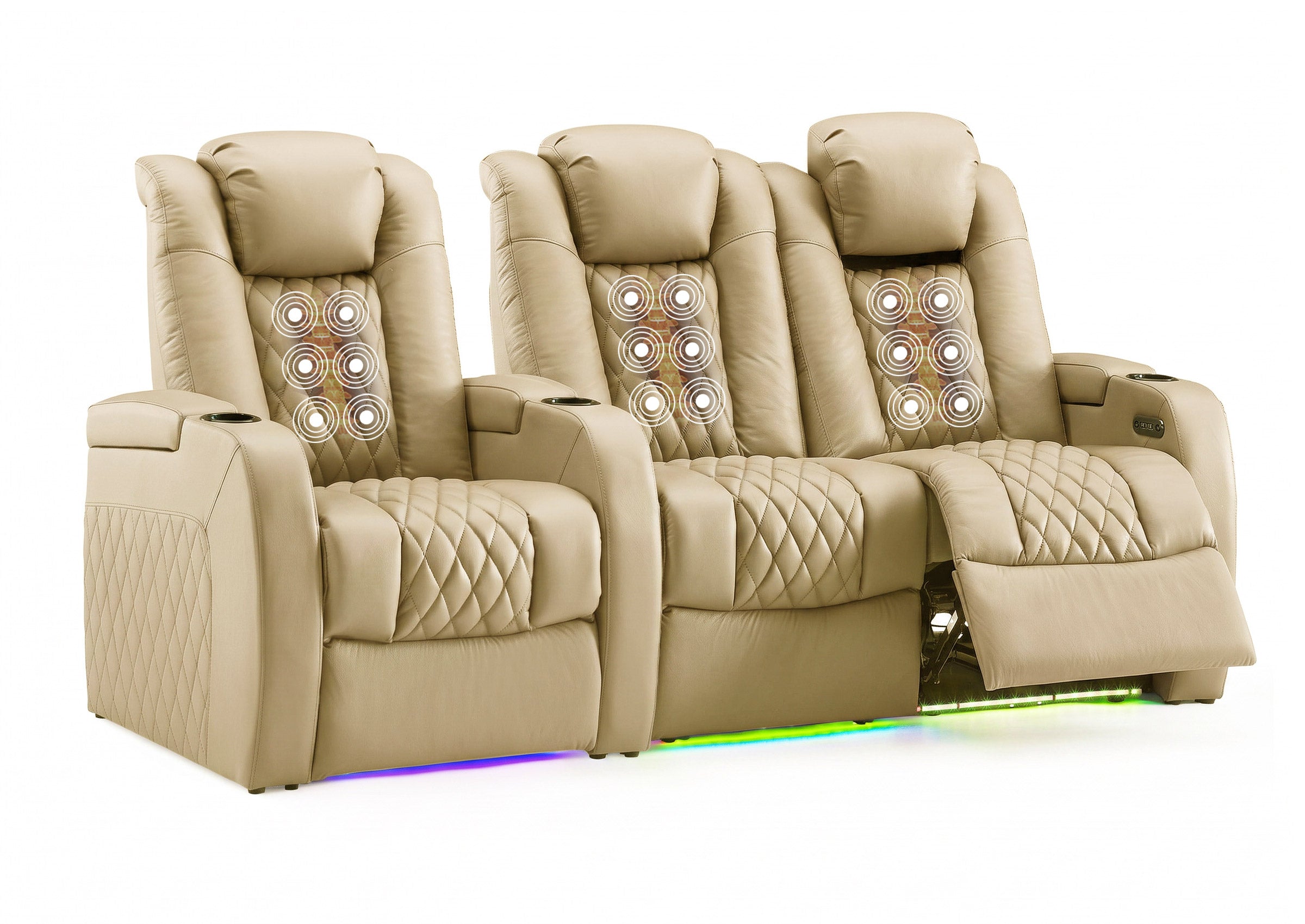 Weilianda FortLux Massage Series Custom 3-Seater Home Theater Recliners | 3-Level Massage, Top-Grain Leather, Zero Gravity