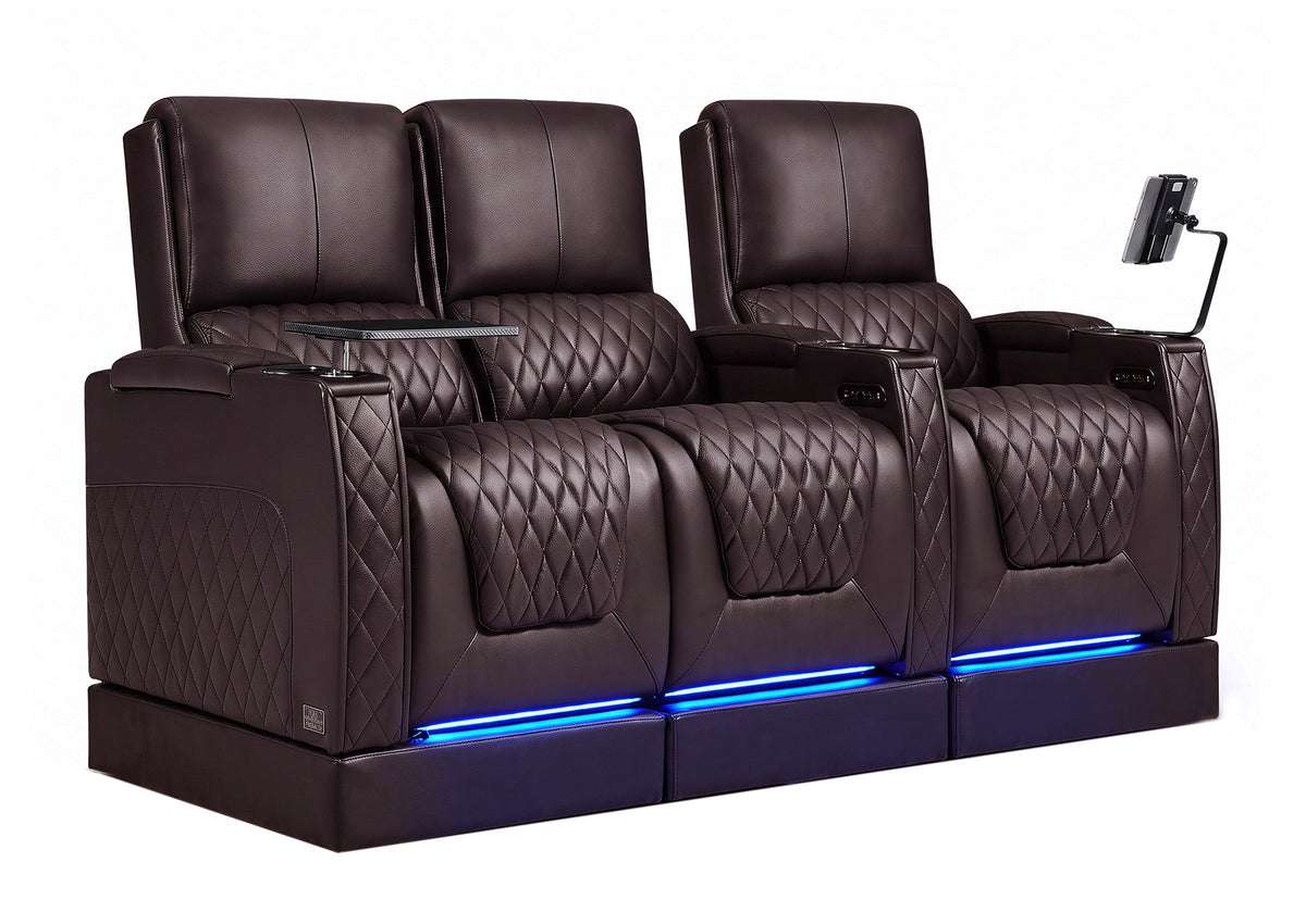 Weilianda AstroUltra Riser Series Three Seat Electric Theater Recliner | USB Charging for Game Room