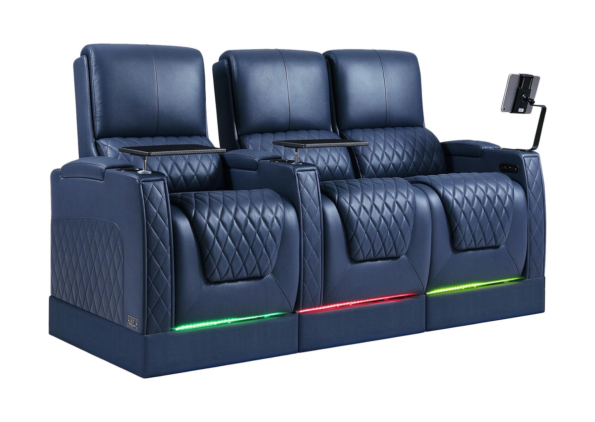 Weilianda AstroUltra Riser Series Three Seat Electric Theater Recliner | USB Charging for Game Room