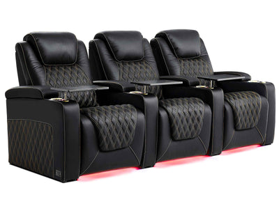 Chic Series Black Home Theater Seating 7 Colors Lighting