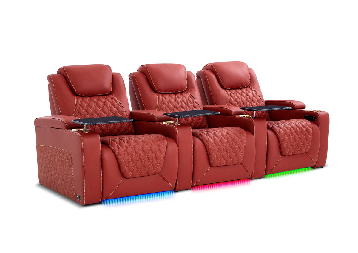 Weilianda Chic XL Series 3-Seat Leather Sofa | Extra-Wide Seating & 7-Color Ambient Lighting