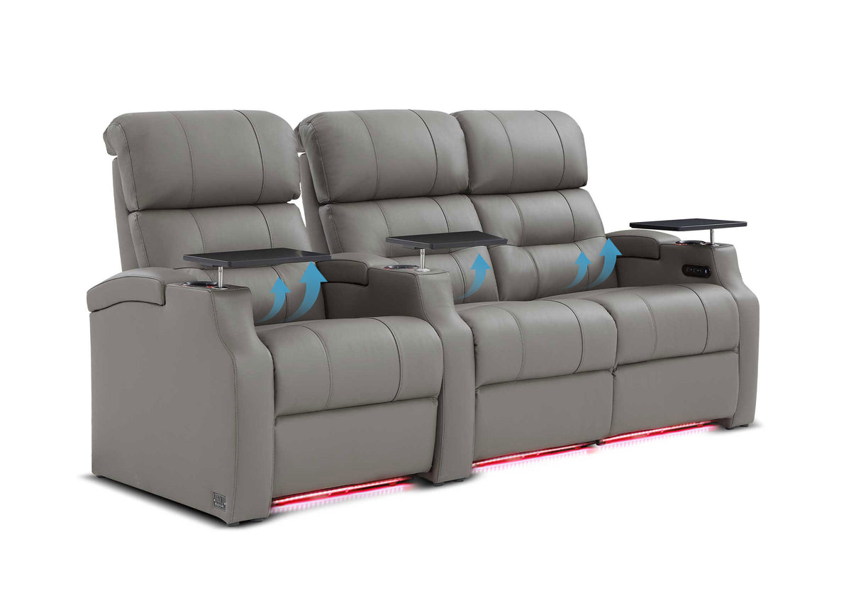 Weilianda Vanguard Lumbar Series 3-Seat Genuine Leather Sofa with Power Lumbar Support