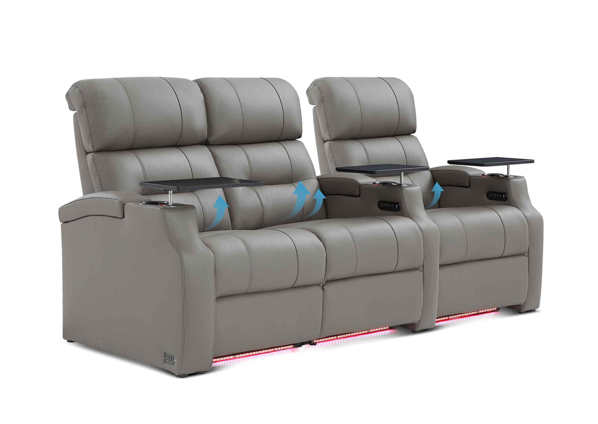 Weilianda Vanguard Lumbar Series 3-Seat Genuine Leather Sofa with Power Lumbar Support