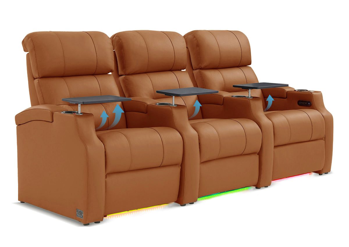 Weilianda Vanguard Lumbar Series 3-Seat Genuine Leather Sofa with Power Lumbar Support