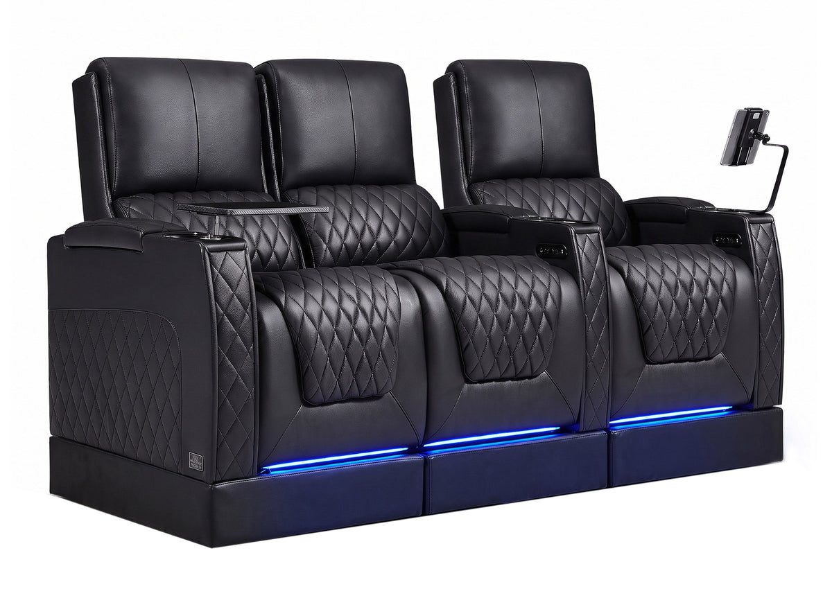 Weilianda AstroUltra Riser Series Three Seat Electric Theater Recliner | USB Charging for Game Room