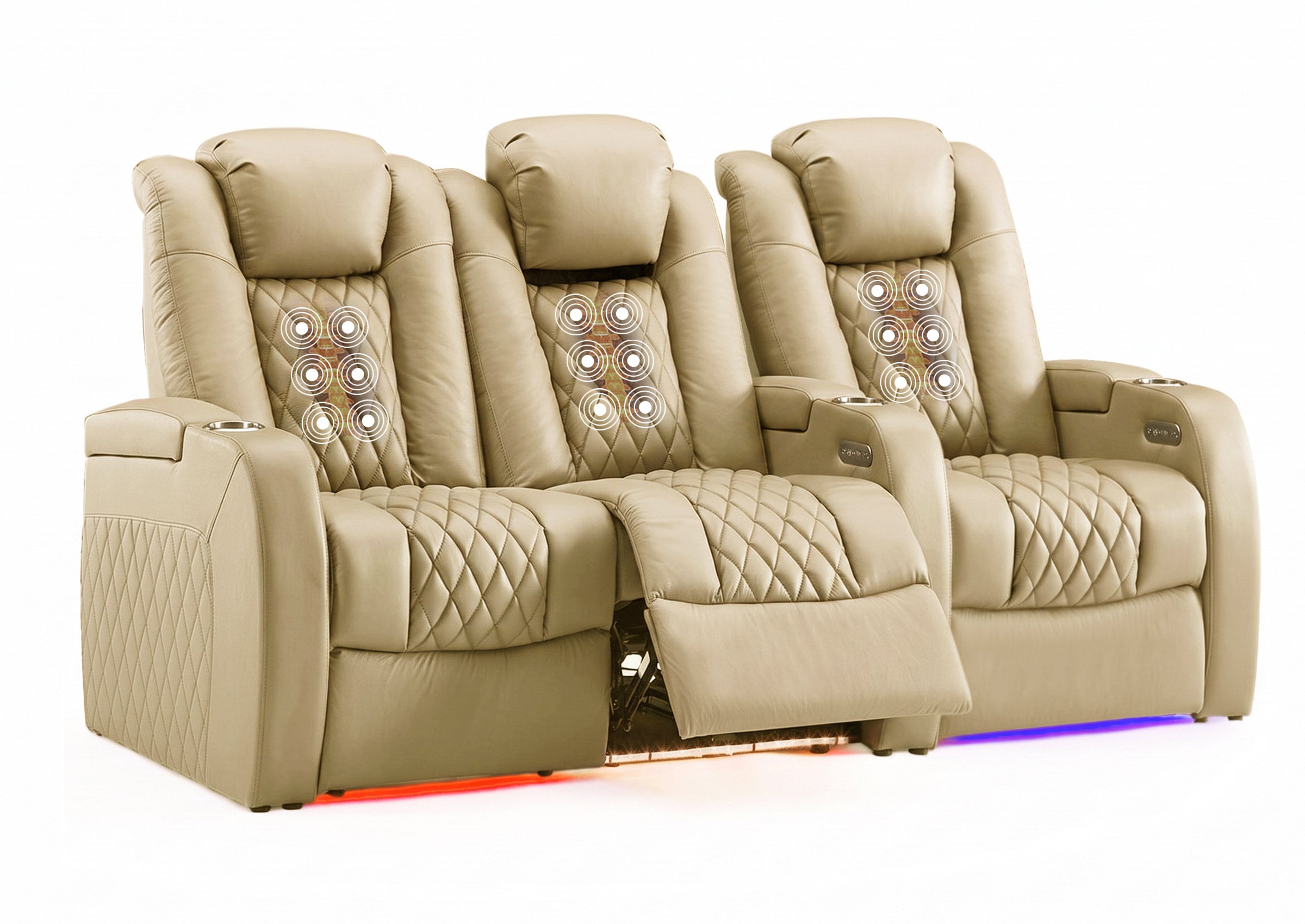 Weilianda FortLux Massage Series Custom 3-Seater Home Theater Recliners | 3-Level Massage, Top-Grain Leather, Zero Gravity