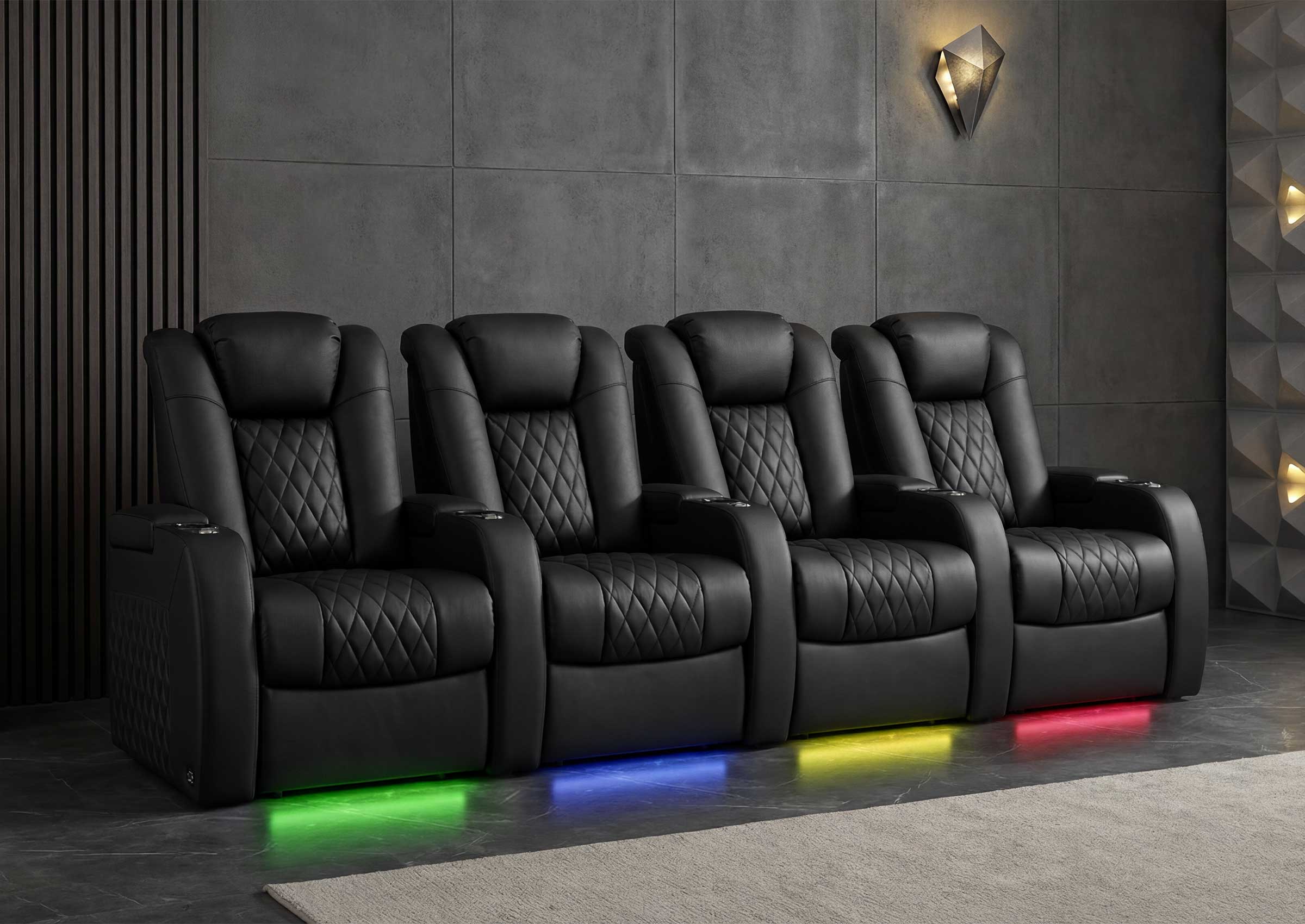 Weilianda 2025 Luxury Version 2.0 Four-Seat Reclining Theater Chairs | Zero Gravity & Multi-Color Lighting