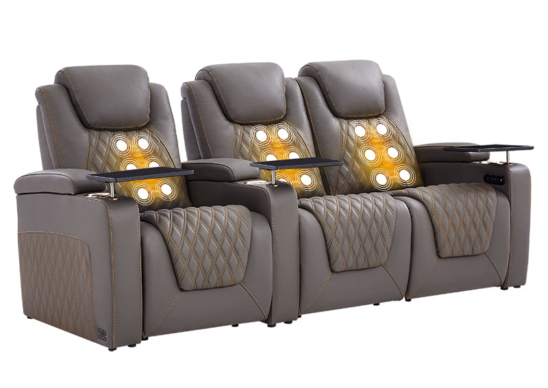 Weilianda LumiChic Massage Series Three-Seat Genuine Leather Sofa | Power Headrest & Footrest