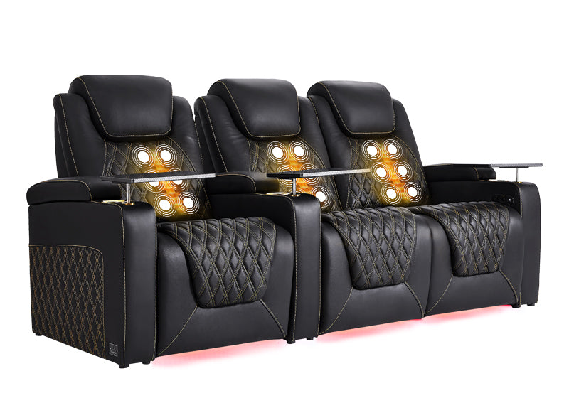 Weilianda LumiChic Massage Series Three-Seat Genuine Leather Sofa | Power Headrest & Footrest