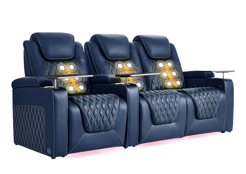 Weilianda LumiChic Massage Series Three-Seat Genuine Leather Sofa | Power Headrest & Footrest