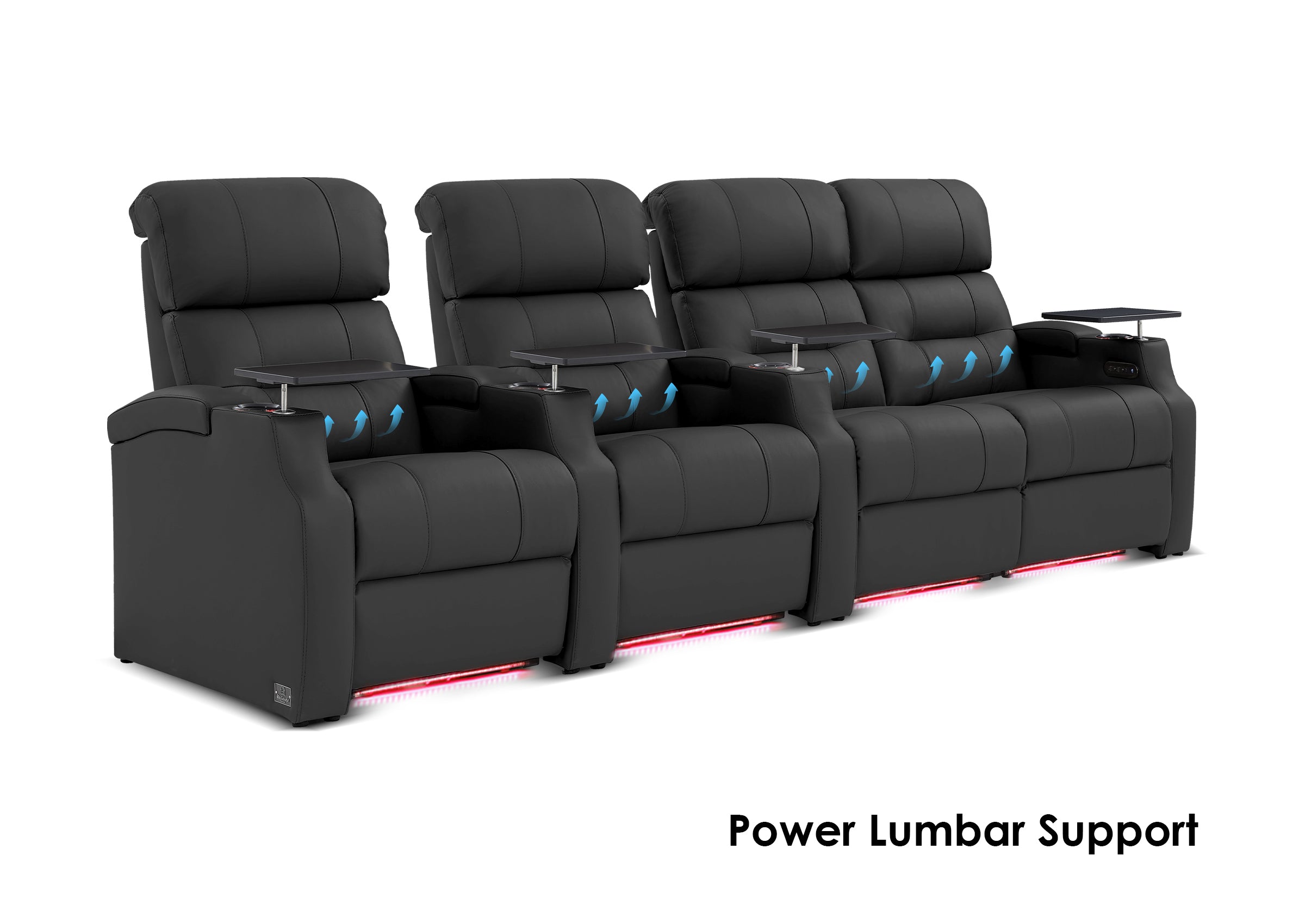 Zero Gravity 4-Seat Leather Recliner with Lumbar Support
