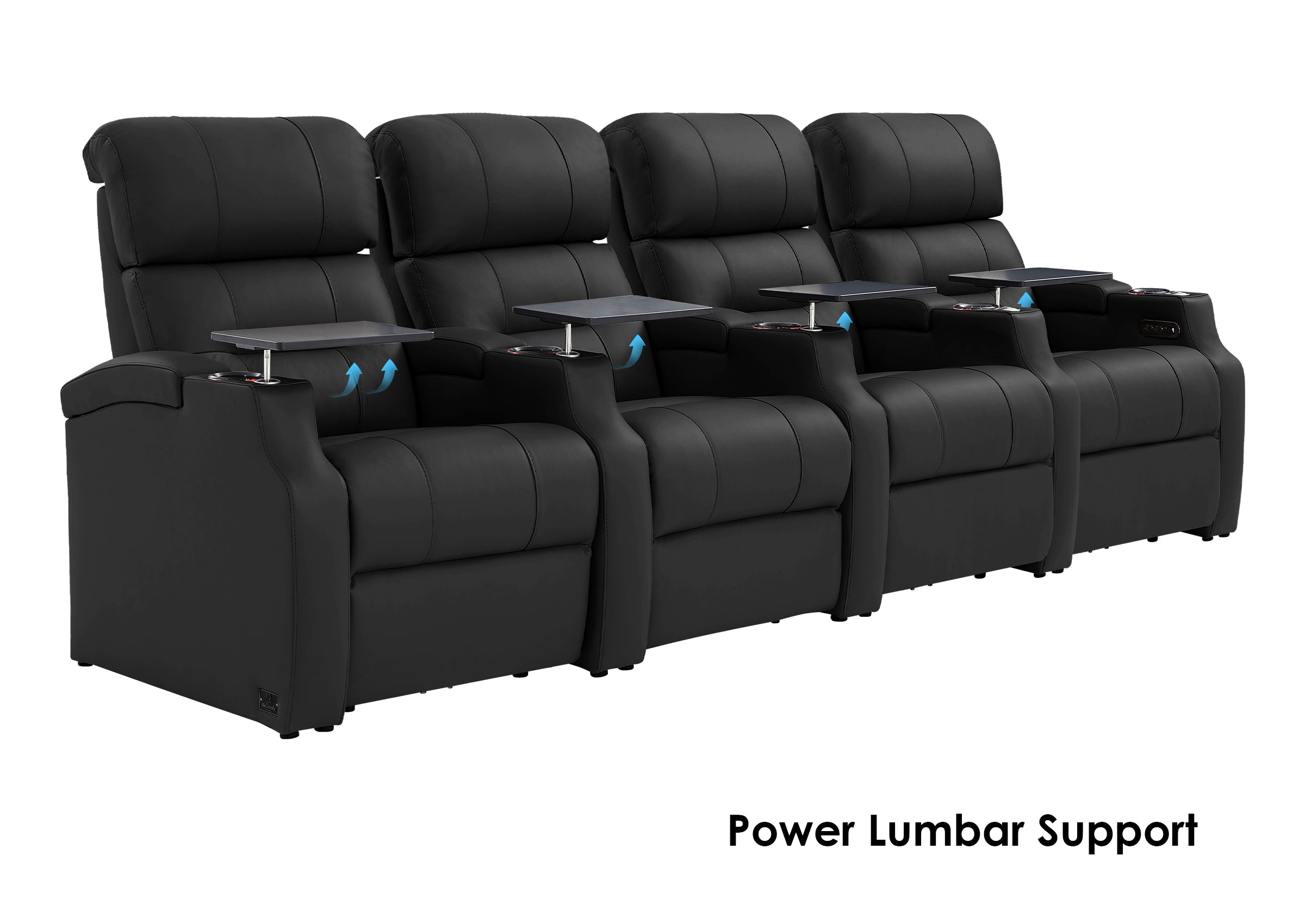 Zero Gravity 4-Seat Leather Recliner with Lumbar Support