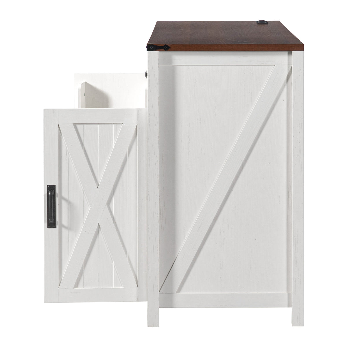 53.2" Farmhouse Fridge Cabinet Cabinet with Power Outlet, White