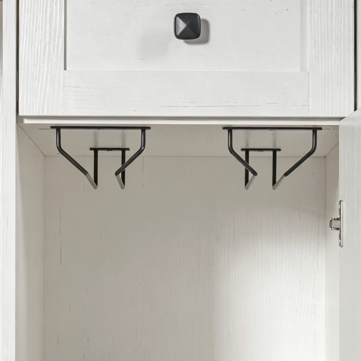 53.2" Farmhouse Fridge Cabinet Cabinet with Power Outlet, White