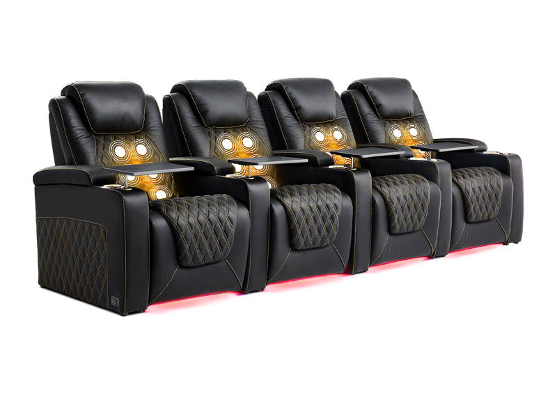 Weilianda Chic Massage Series 4-Seat Ergonomic Power Seating | Ambient Lighting for Home Theater