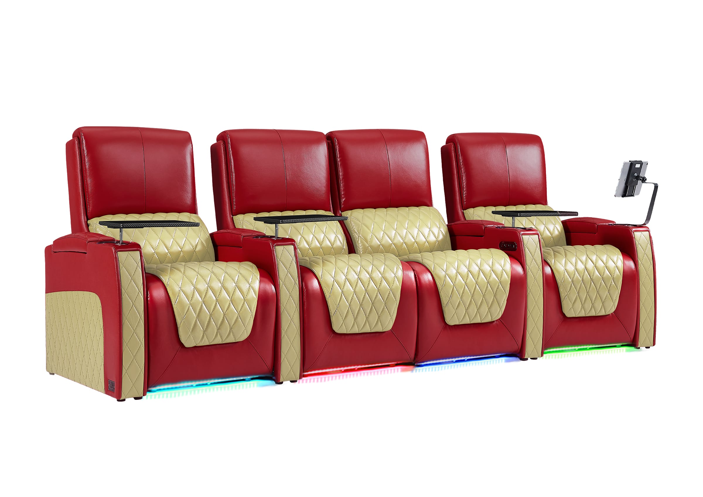 Weilianda AstroUltra Series Red Custom Two-Tone 4-Seat Genuine Sofa with USB Charging