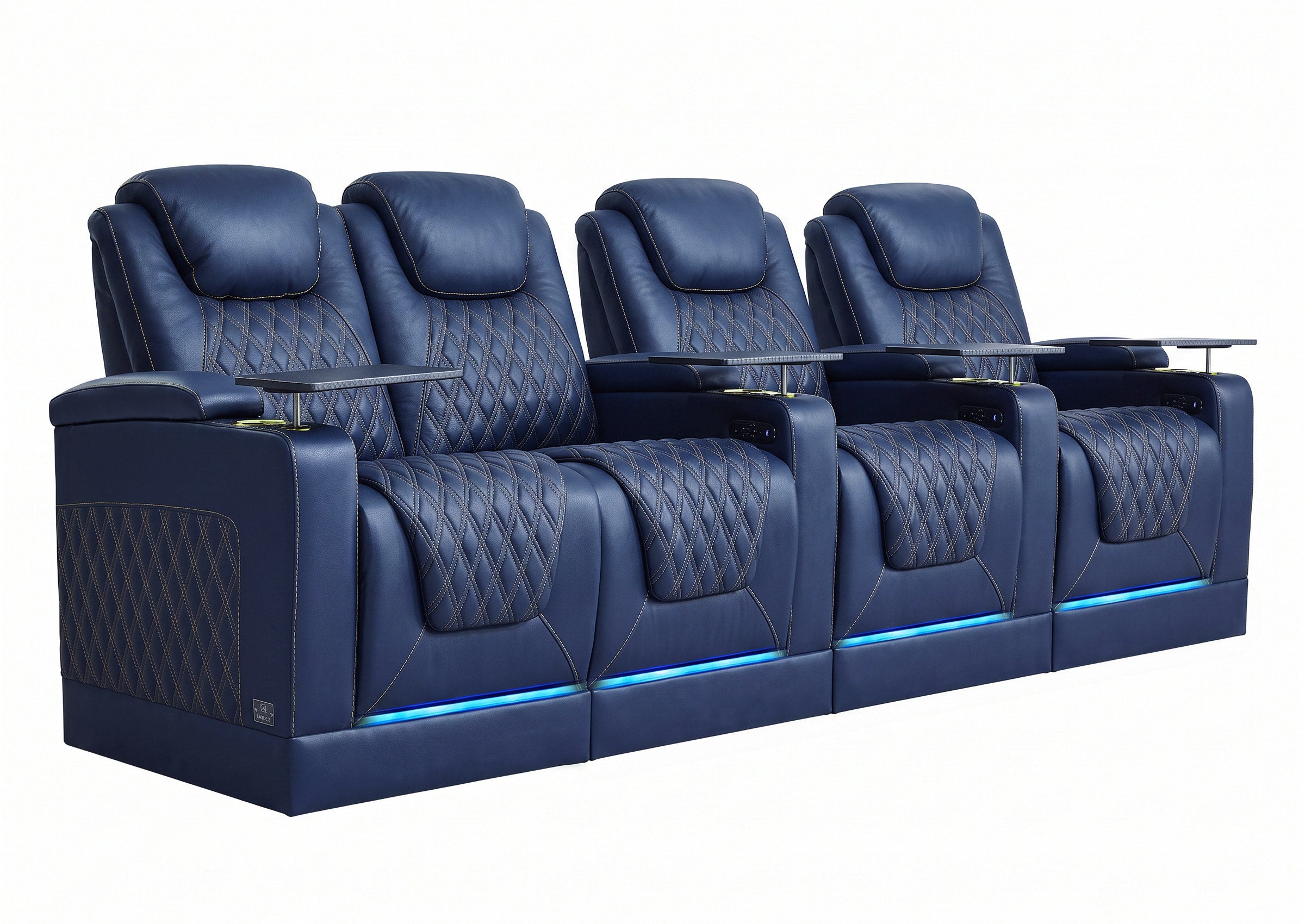 Weilianda Chic Riser Series 4-Seat Top-Grain Leather Recliner | USB Charging & 7 Color Lighting