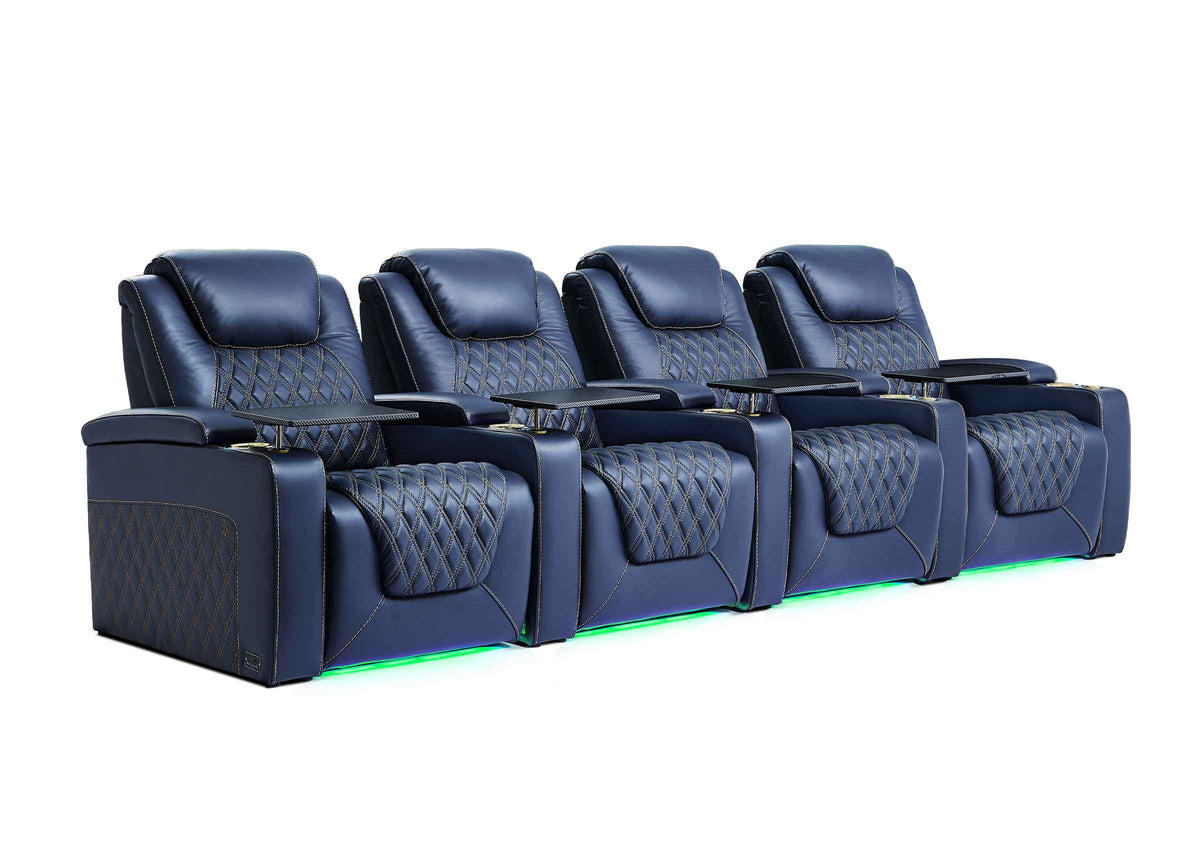 Weilianda Chic XL Series Four Seat Luxury Home Cinema Recliner | Big & Tall Comfort & Top Grain Leather