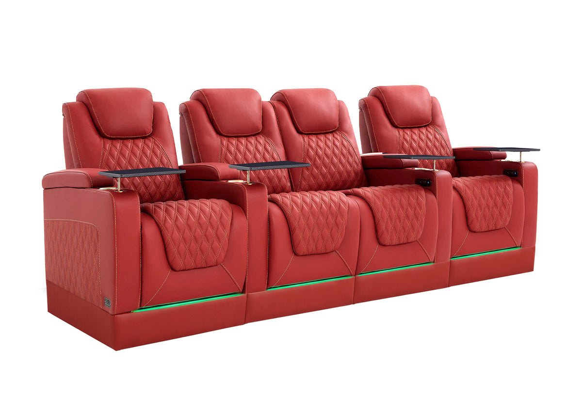 Weilianda Chic Riser Series 4-Seat Top-Grain Leather Recliner | USB Charging & 7 Color Lighting