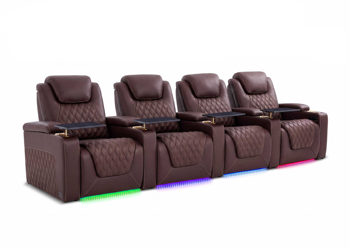 Weilianda Chic XL Series Four Seat Luxury Home Cinema Recliner | Big & Tall Comfort & Top Grain Leather