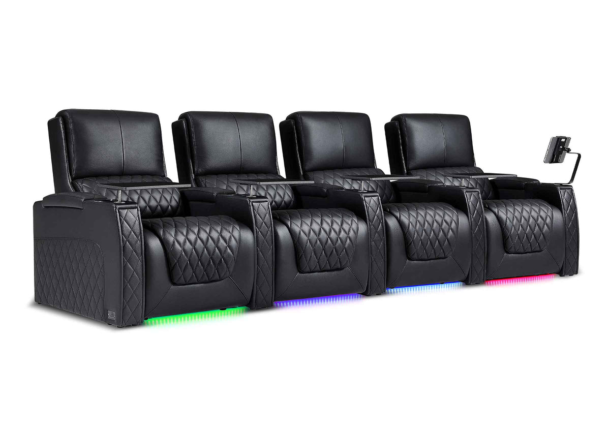 Weilianda AstroUltra XL Series – Big & Tall Design Four Seat Power Recliner | Top Grain Leather & Multi-color Lighting
