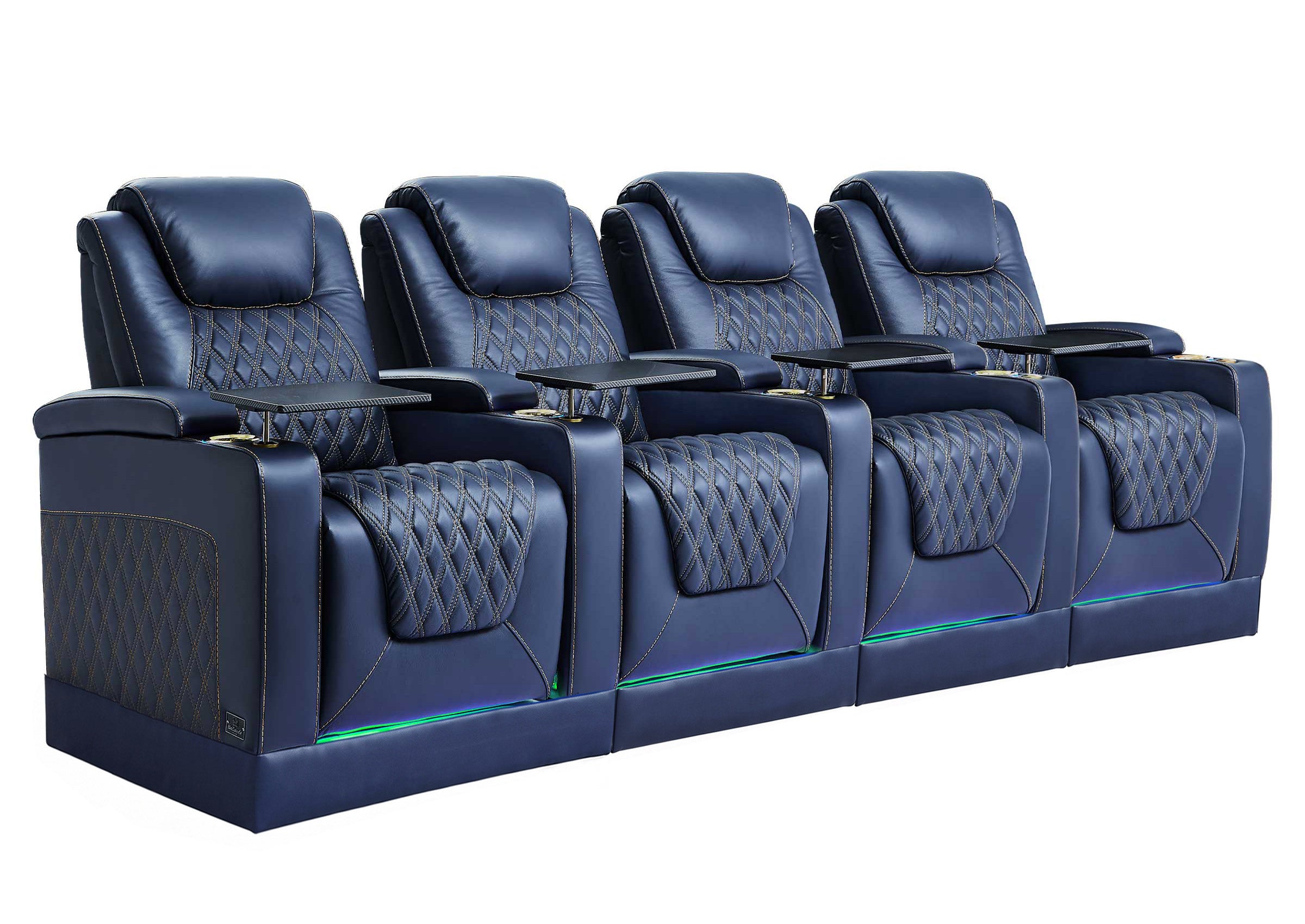 Weilianda Chic Riser Series 4-Seat Top-Grain Leather Recliner | USB Charging & 7 Color Lighting