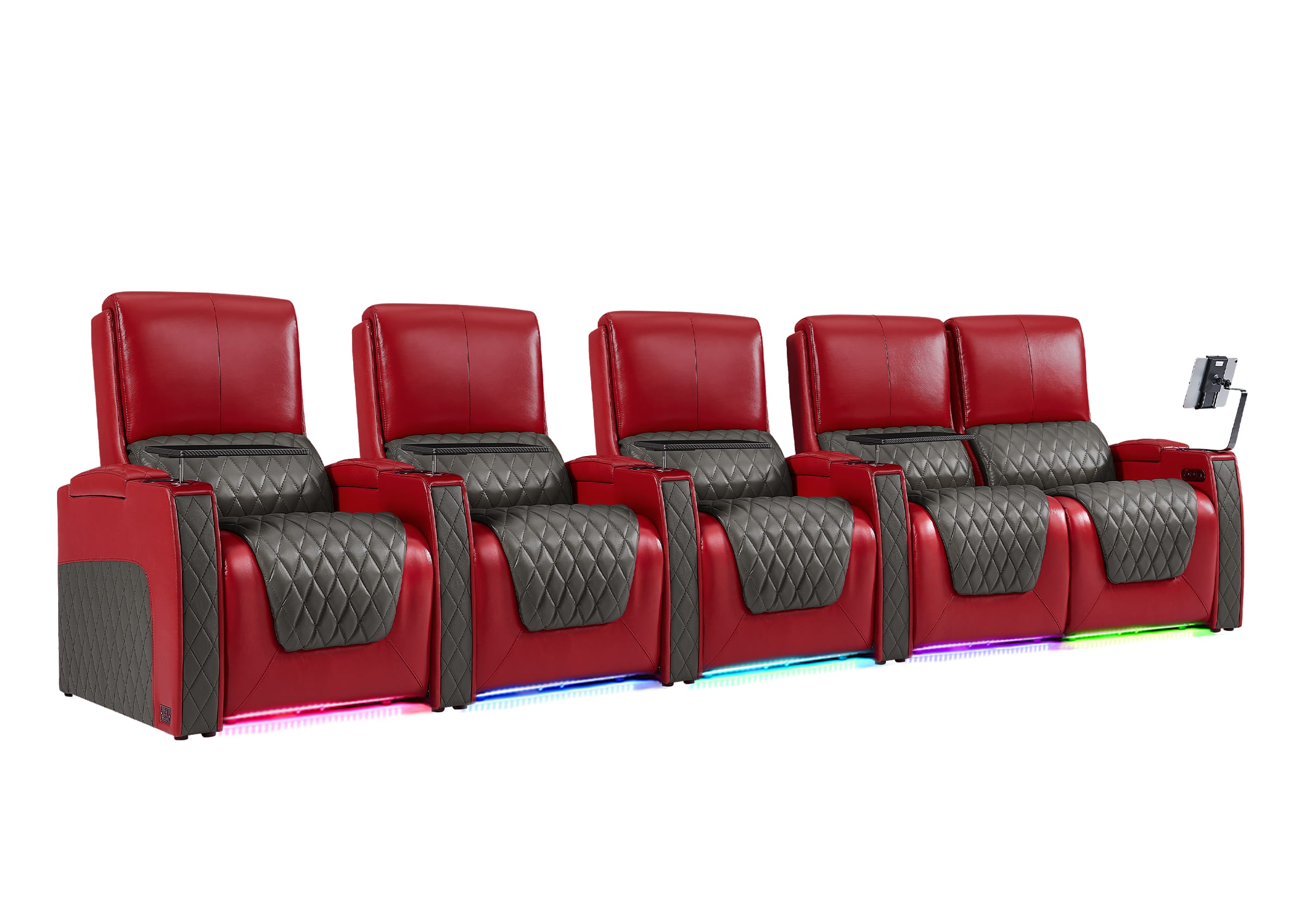 Weilianda AstroUltra Series Red Custom Dual-Tone Power Recliner with Zero Gravity Seating 5-Seater