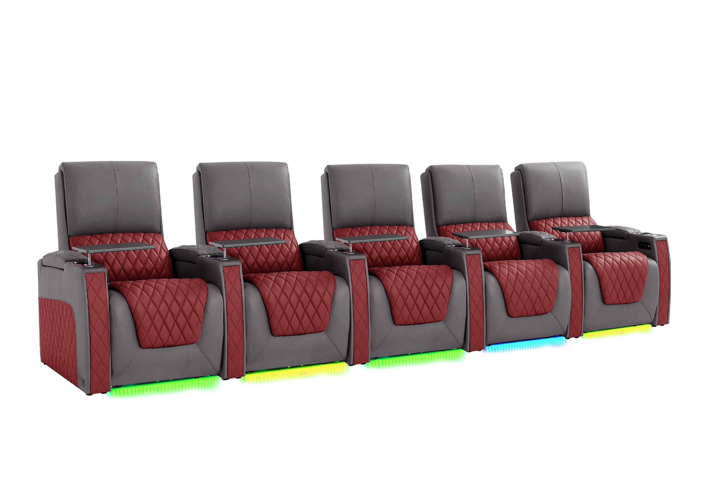 Weilianda AstroUltra Series Grey Custom Dual-Tone Modern Theater Seating with USB Charging 5-Seater