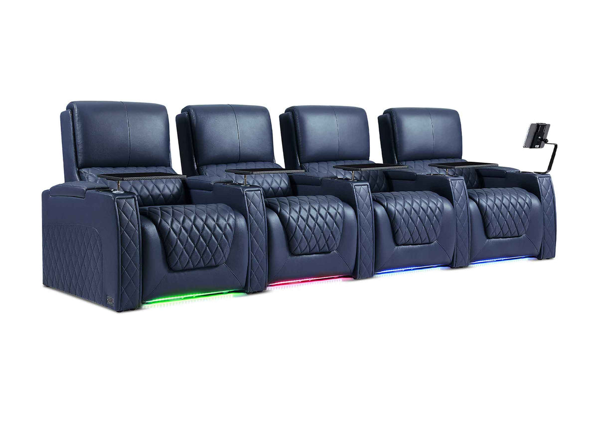 Weilianda AstroUltra XL Series – Big & Tall Design Four Seat Power Recliner | Top Grain Leather & Multi-color Lighting