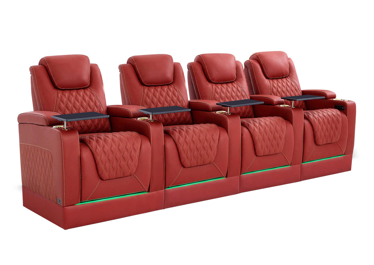 Weilianda Chic Riser Series 4-Seat Top-Grain Leather Recliner | USB Charging & 7 Color Lighting