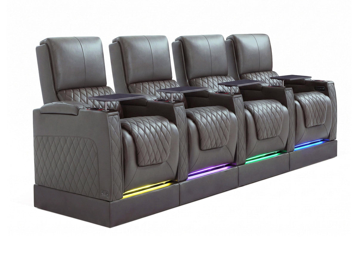 Weilianda AstroUltra Riser Series Home Theater Seating Row of 4 | Zero Gravity, 7-Color Lighting