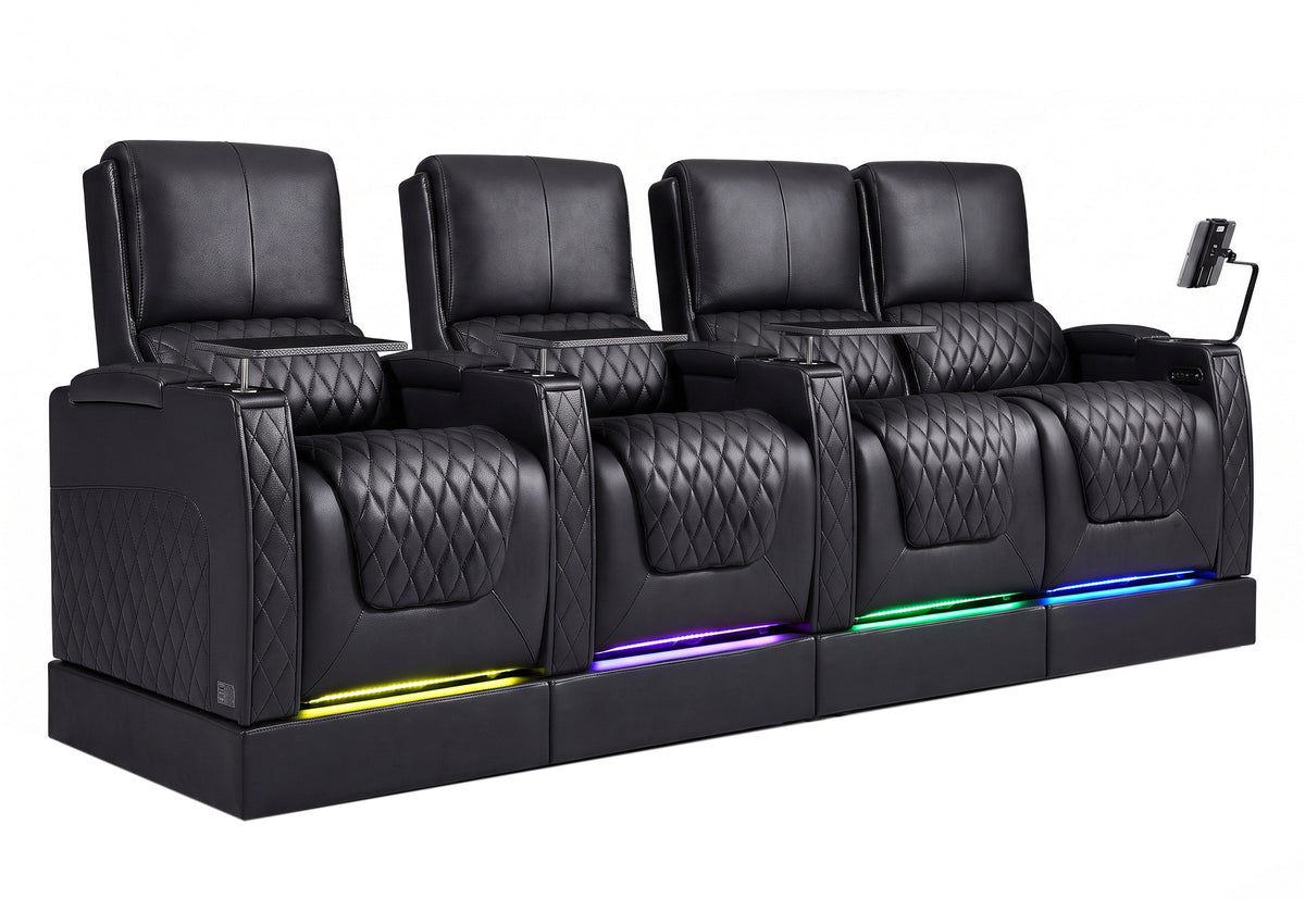 Weilianda AstroUltra Riser Series Home Theater Seating Row of 4 | Zero Gravity, 7-Color Lighting