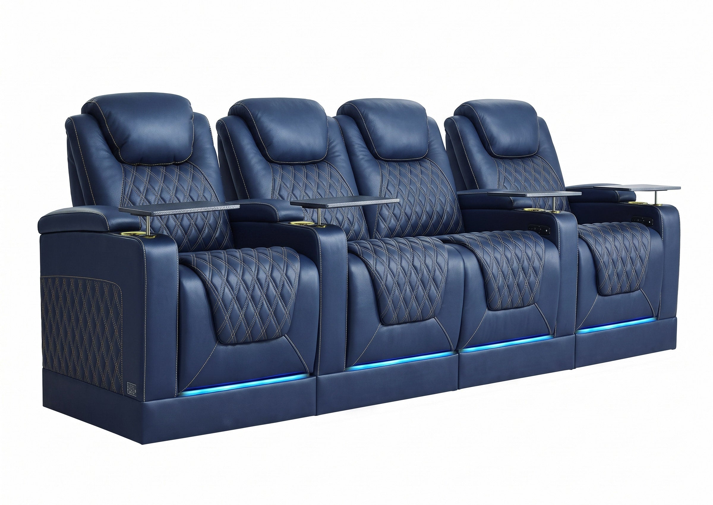 Weilianda Chic Riser Series 4-Seat Top-Grain Leather Recliner | USB Charging & 7 Color Lighting
