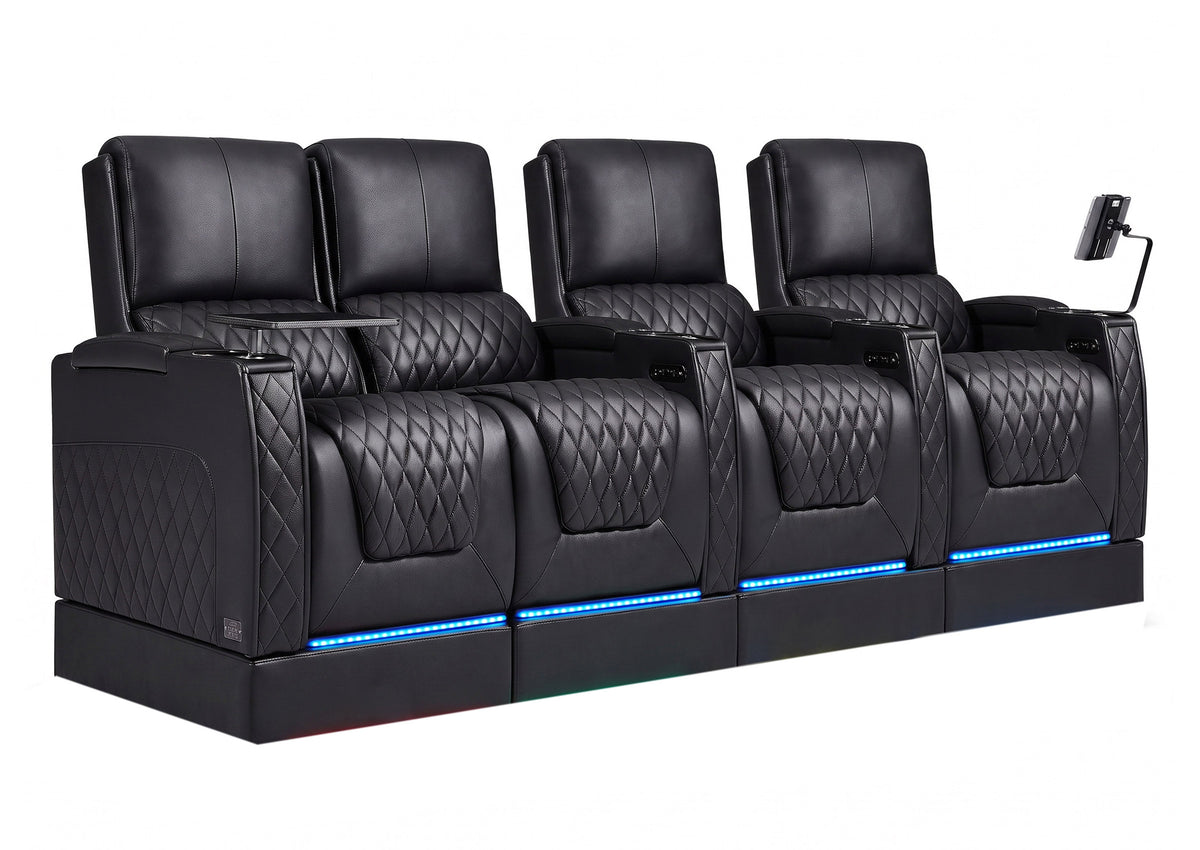 Weilianda AstroUltra Riser Series Home Theater Seating Row of 4 | Zero Gravity, 7-Color Lighting