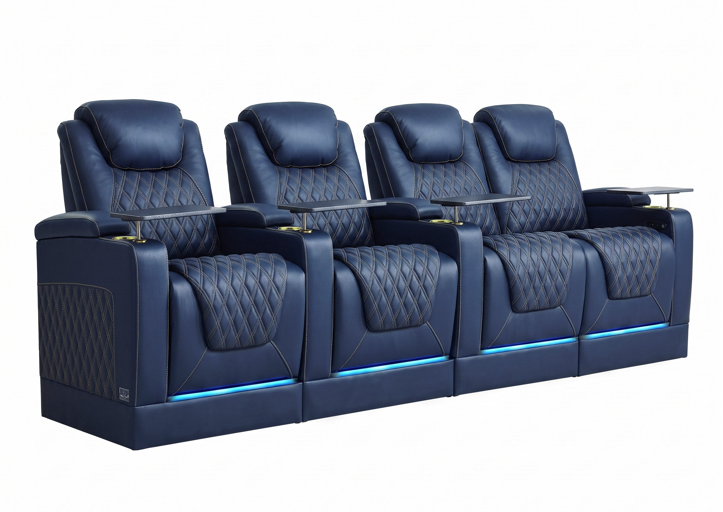 Weilianda Chic Riser Series 4-Seat Top-Grain Leather Recliner | USB Charging & 7 Color Lighting
