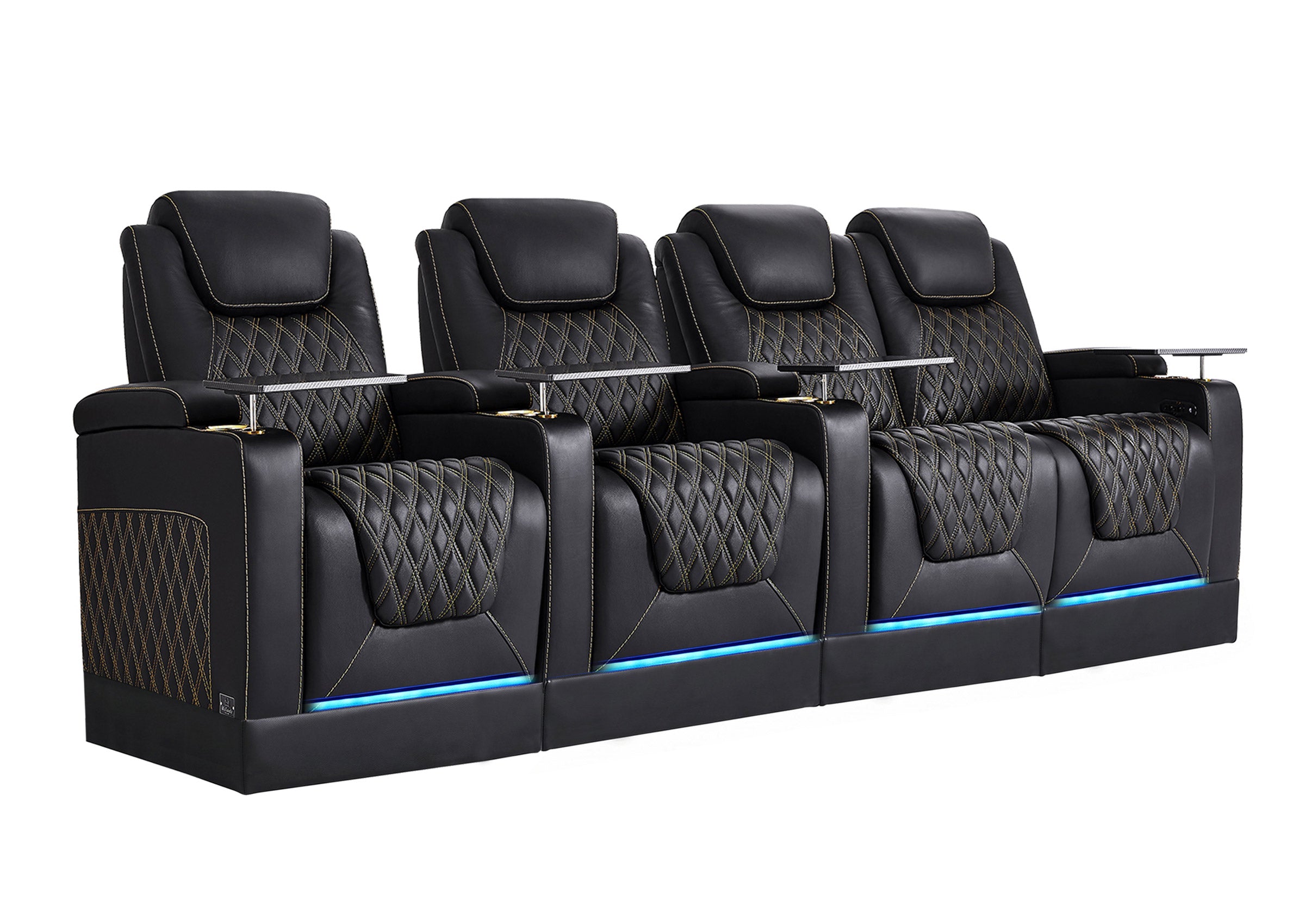 Weilianda Chic Riser Series 4-Seat Top-Grain Leather Recliner | USB Charging & 7 Color Lighting