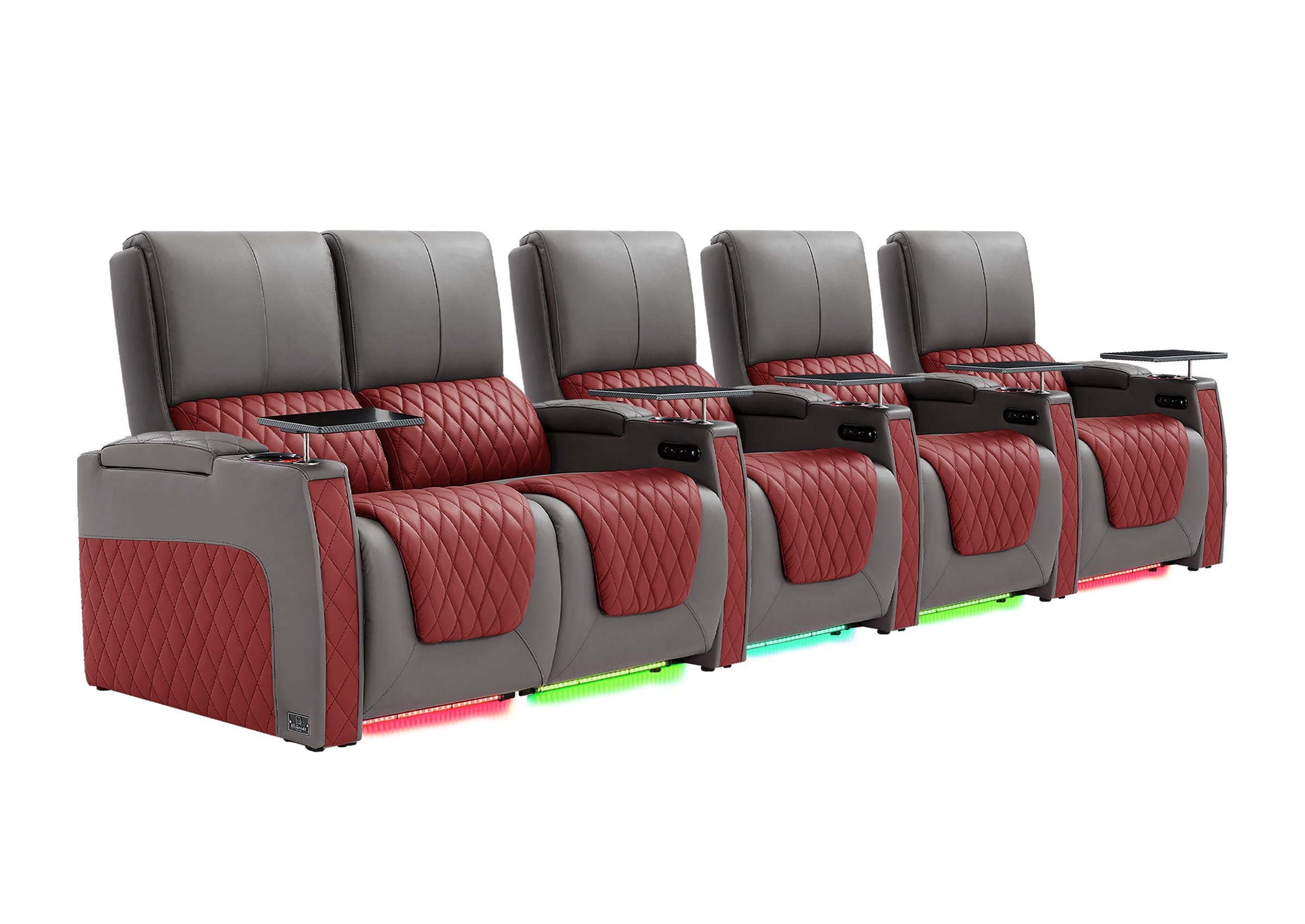 Weilianda AstroUltra Series Grey Custom Dual-Tone Modern Theater Seating with USB Charging 5-Seater