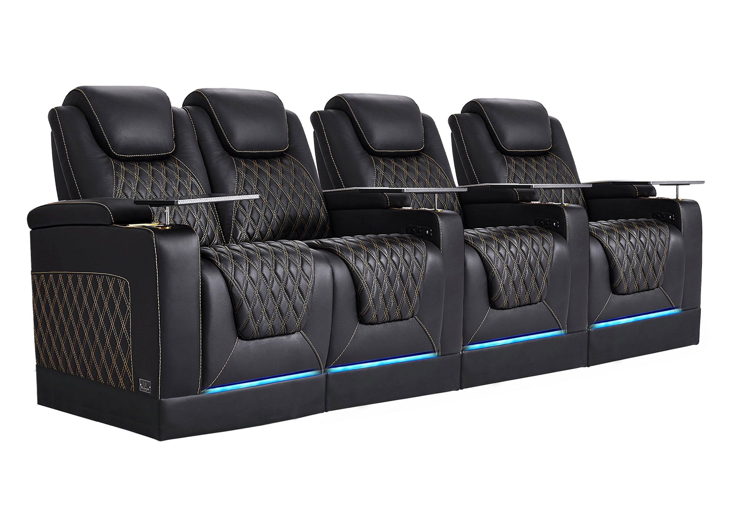 Weilianda Chic Riser Series 4-Seat Top-Grain Leather Recliner | USB Charging & 7 Color Lighting